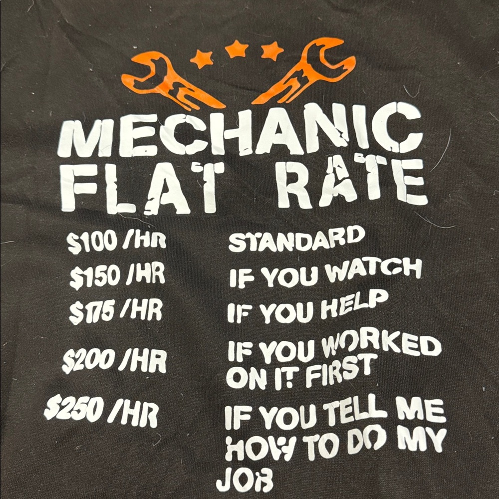 Men's “Mechanic Rate” Black Hoodie
